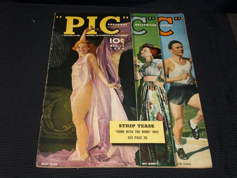 1940 MARCH 19 PIC MAGAZINE - RENE VILLON NICE FRONT COVER - E 2594