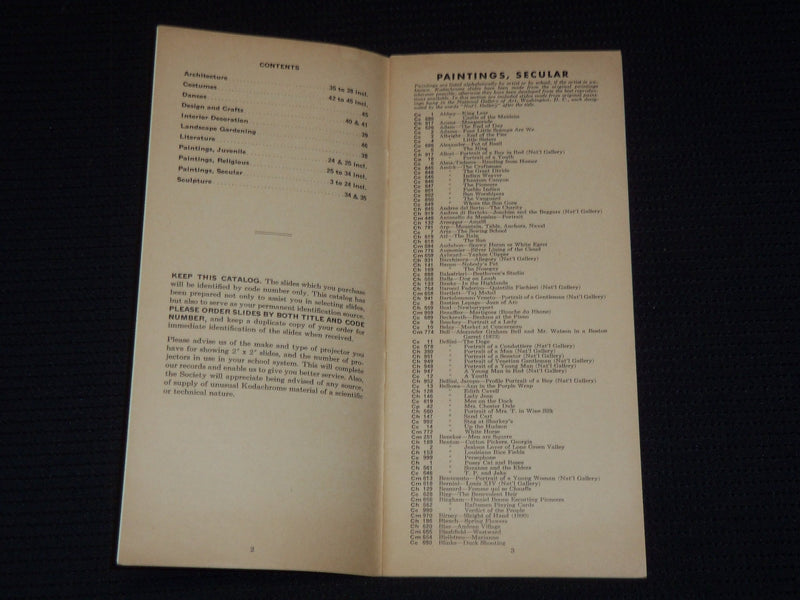 1940'S S. V. E LIBRARY OF KODACHROMES - THE ARTS SECTION - VISUAL EDU. - J 7963