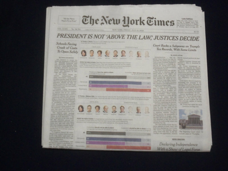 2020 JULY 10 NEW YORK TIMES - PRESIDENT IS NOT ABOVE THE LAW, JUSTICES DECIDE