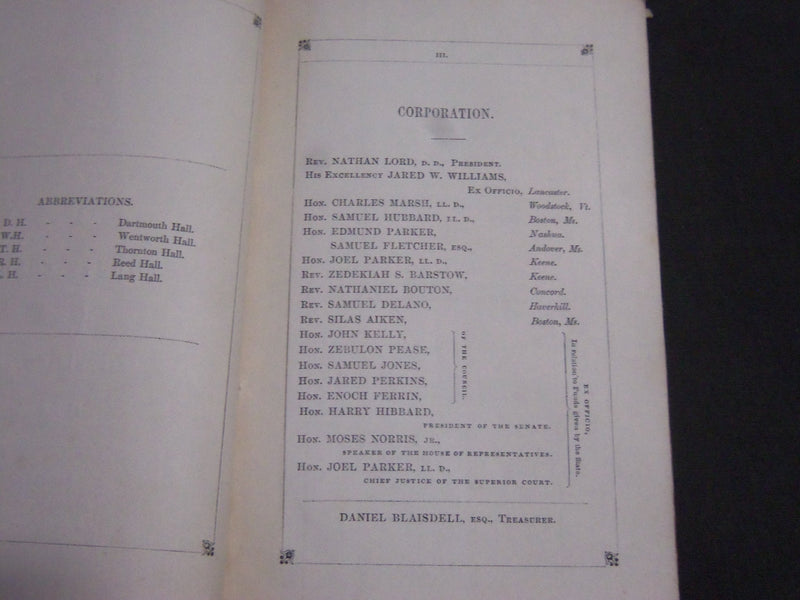 1847-1848 DARTMOUTH COLLEGE CATALOGUE - SOFTCOVER - J 2337