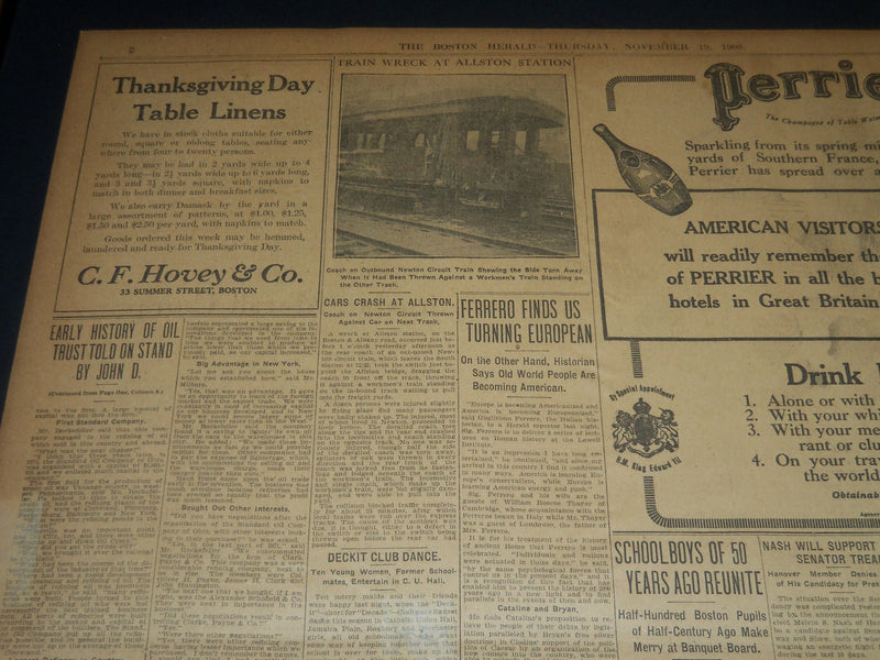1908 NOV 19 THE BOSTON HERALD - HISTORY OF OIL TRUST TOLD BY JOHN D. - BH 221