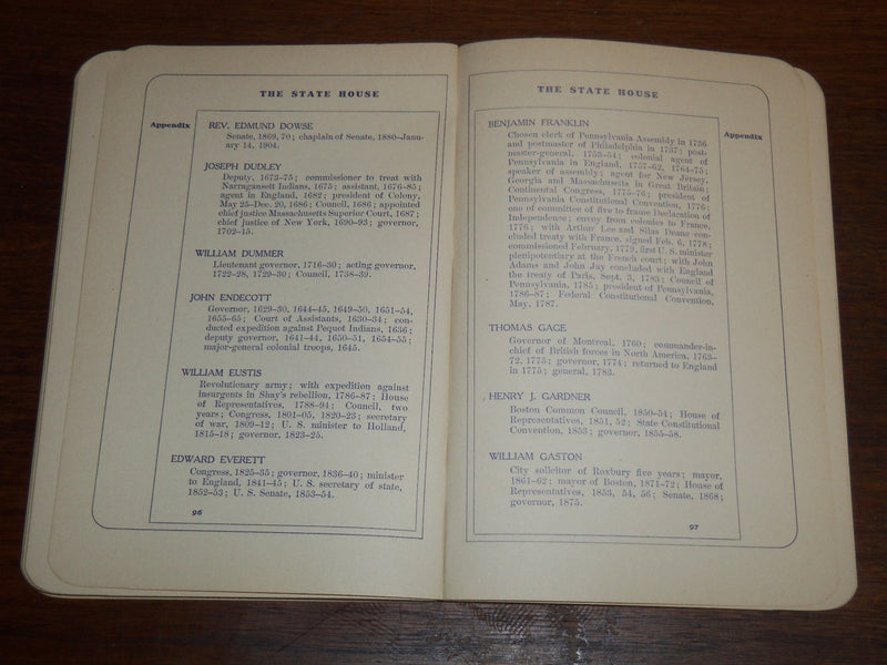1907 THE STATE HOUSE BOSTON MASSACHUSETTS BOOK BY ELLEN MUDGE BURRILL - K 1197