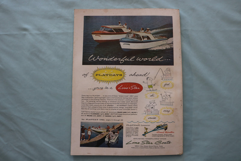 1957 APRIL SPORTS AFIELD MAGAZINE - AN ILLUSTRATED FISHERMAN COVER - E 26598