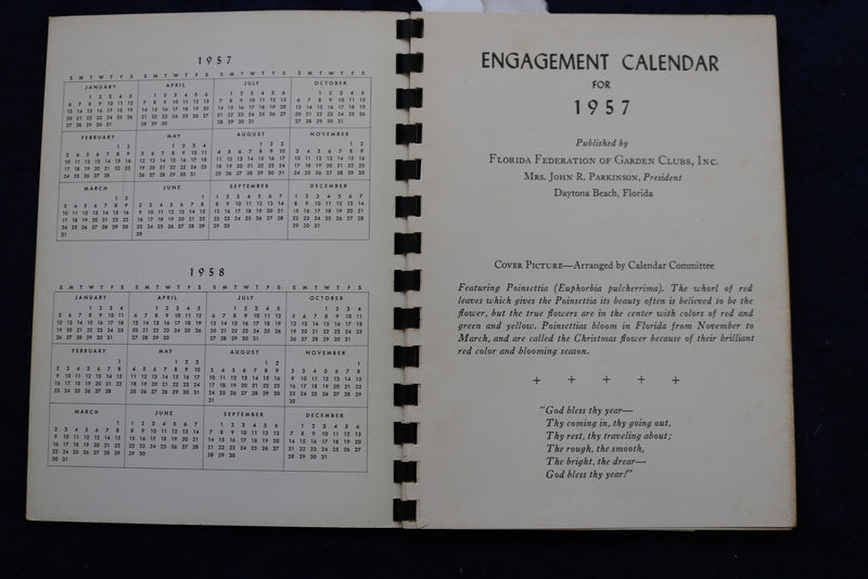 1957 FLORIDA FLOWER ARRANGEMENTS - ALL COLOR CALENDAR FOR 1957 - K 983