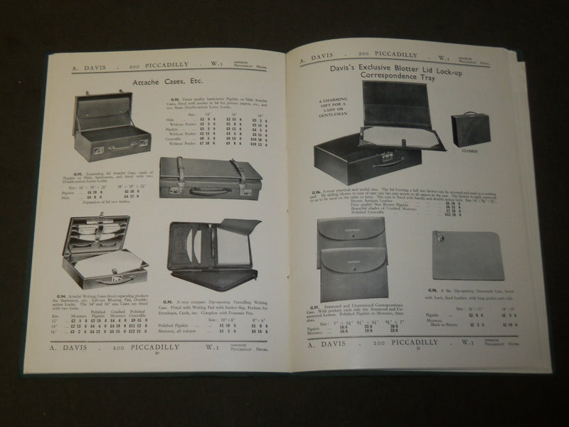1930'S-1940'S A. DAVIS LEATHER GOODS CATALOG - PICCADAILLY - LONDON - J 3819