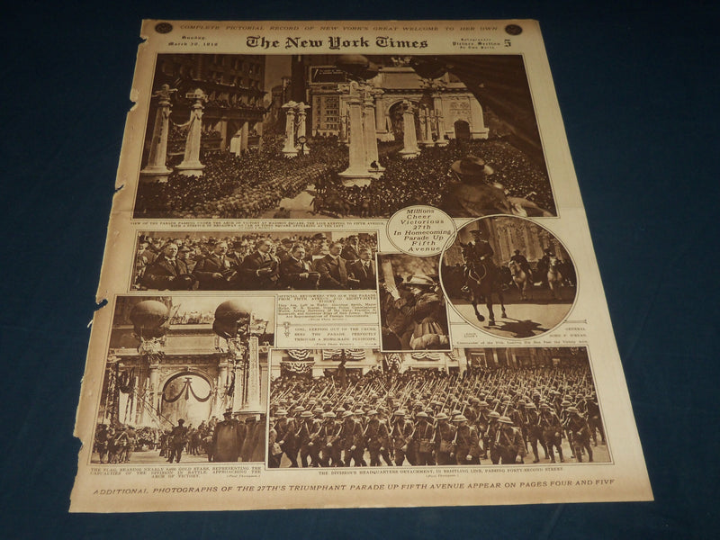 1919 MARCH 30 NEW YORK TIMES PICTURE SECTION NO. 5 & 6 -VICTORIOUS 27TH- NT 8840