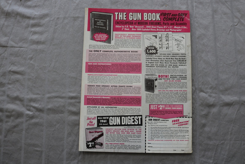 1961 FEBRUARY GUN WORLD MAGAZINE - TREASURE HUNT FOR GUN$ COVER - ST 3400K