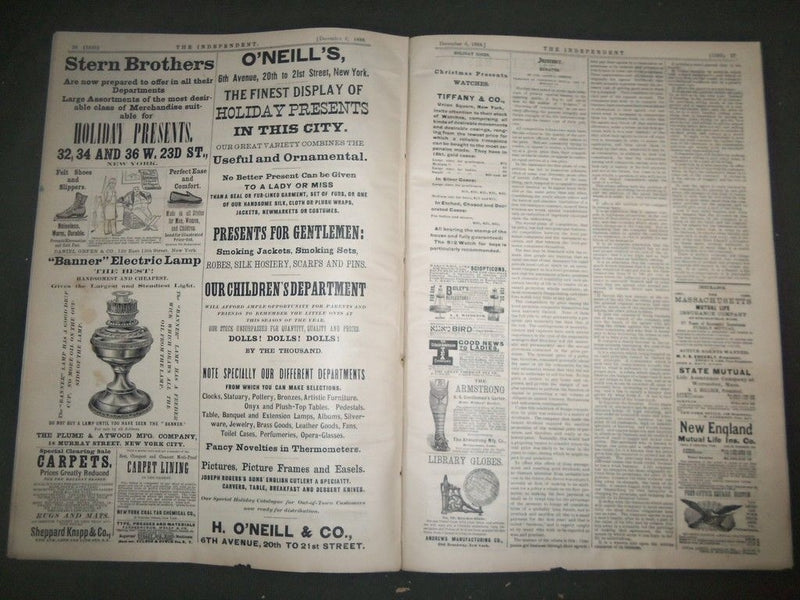 1888 DEC 6 THE INDEPENDENT MAGAZINE - 40TH ANNIVERSARY - GREAT ADS - NP 1513