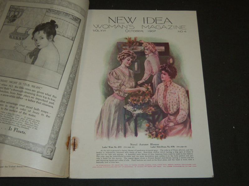 1907 OCTOBER NEW IDEA WOMAN'S MAGAZINE - COLOR FASHION - ILLUSTRATIONS - ST 256