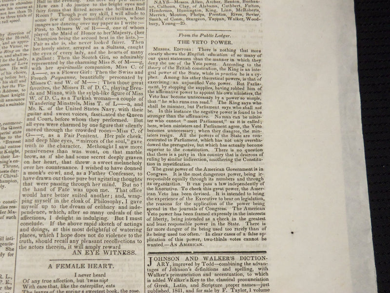 1841 THE MADISONIAN NEWSPAPERS LOT OF 5 - WASHINGTON CITY - NP 3877L