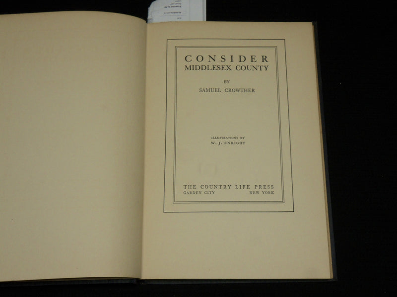 1926 CONSIDER MIDDLESEX COUNTY HARDCOVER BOOK BY SAMUEL CROWTHER - KD 7370