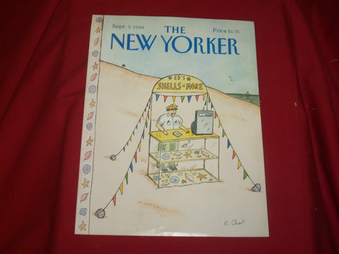 1988 SEPTEMBER 5 NEW YORKER MAGAZINE FRONT COVER ONLY - GREAT ART FOR FRAMING