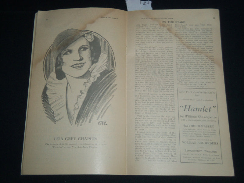 1931 NOVEMBER GOTHAM LIFE MAGAZINE - LENORE ULRIC AND SIDNEY BLACKMER - J 4155