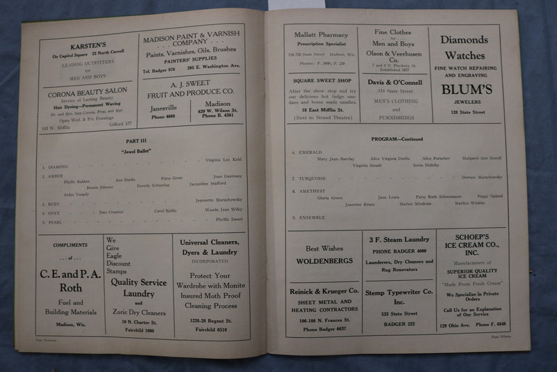 1939 LEO KEHL DANCERS PRESENT TALK OF THE TOWN PROGRAM - WISCONSIN - K 3225
