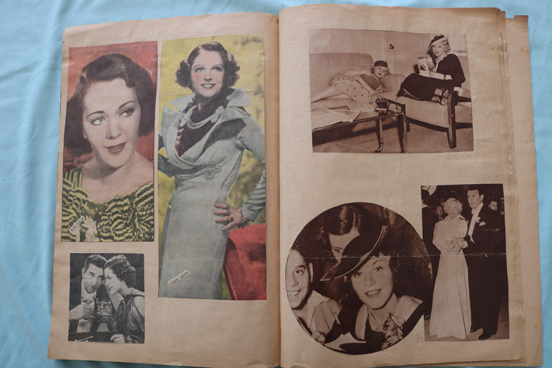 1930'S MOVIE STAR SCRAPBOOK LOADED - HARLOW - LOMBARD - BASEBALL - E 26498