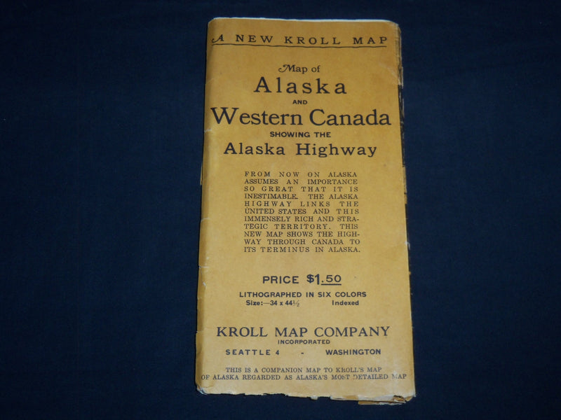 1950'S KROLL'S MAP OF ALASKA - FOLD-OUT - J 8555