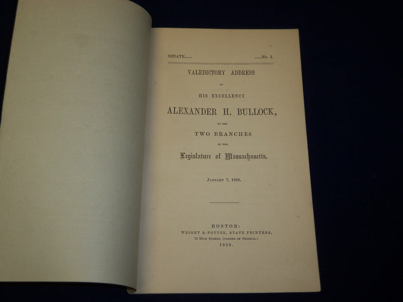 1869 ALEXANDER H. BULLOCK VALEDICTORY ADDRESS BOOK - MASSACHUSETTS- J 4551