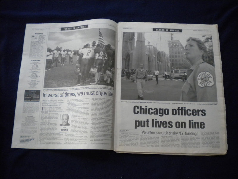 2001 SEPTEMBER 17 CHICAGO SUN-TIMES NEWSPAPER - DIG IN AT GROUND 'HERO'- NP 5945