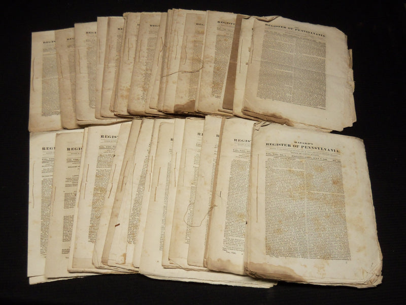 1830-1831 HAZARD'S THE REGISTER OF PENNSYLVANIA MAGAZINES LOT OF 42 - O 1797
