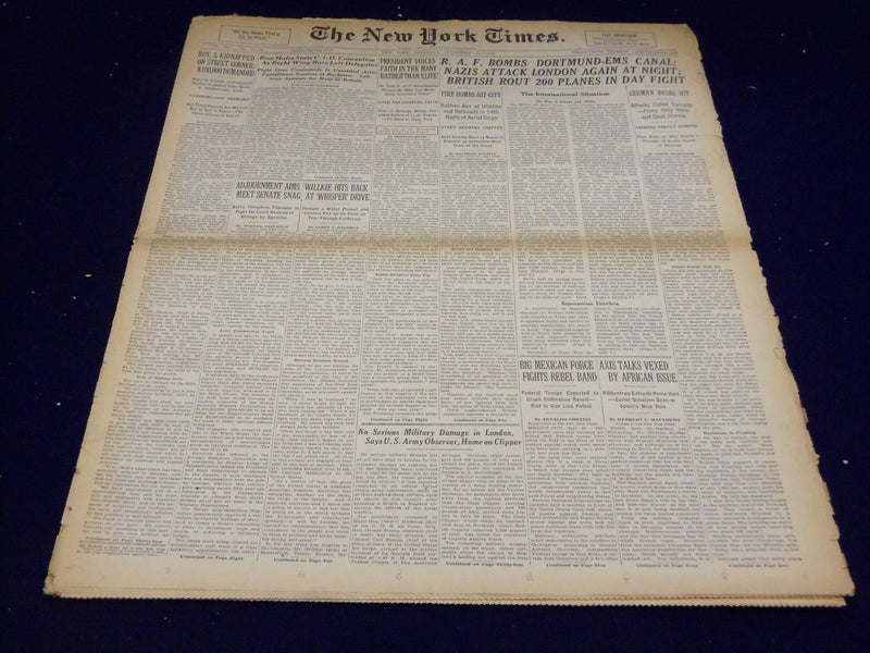1940 SEPTEMBER 21 NEW YORK TIMES - RAF BOMB DORTMUND-EMS - NT 2935