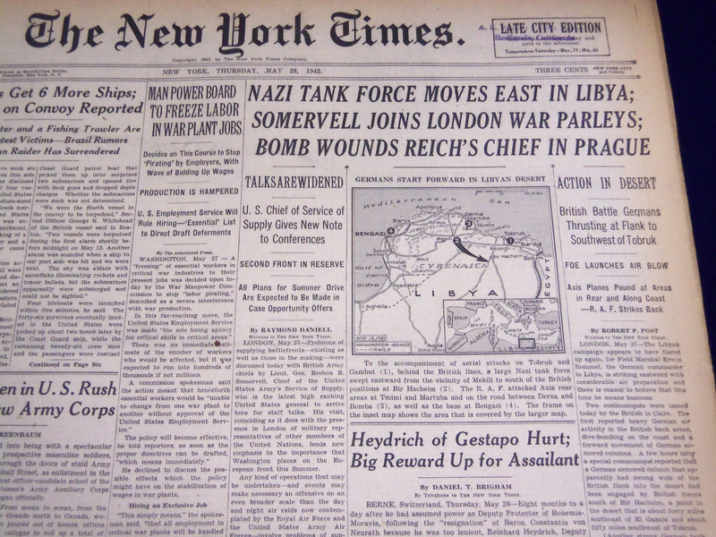 1942 MAY 28 NEW YORK TIMES - SOMERVELL JOINS LONDON WAR PARLEYS - NT 1252