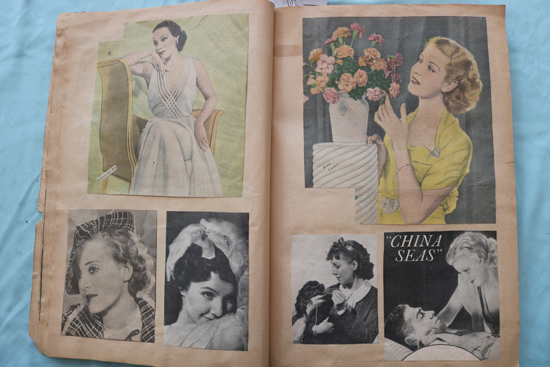 1930'S MOVIE STAR SCRAPBOOK LOADED - HARLOW - LOMBARD - BASEBALL - E 26498