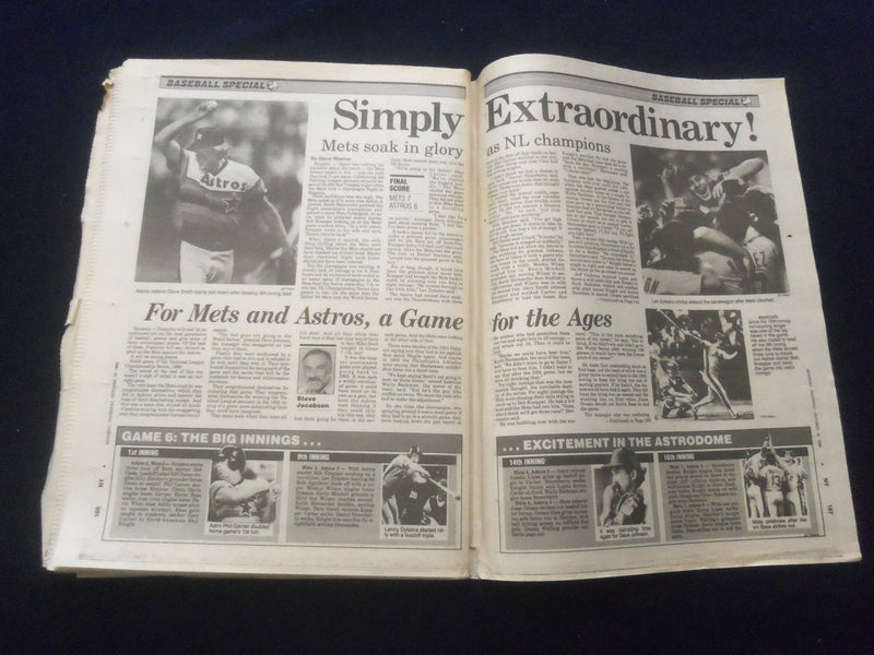 1986 OCTOBER 16 NEW YORK NEWSDAY NEWSPAPER - N.Y METS NL CHAMPIONS - NP 6087
