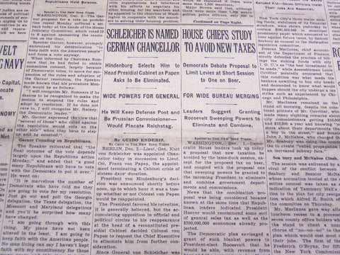 1932 DECEMBER 3 NEW YORK TIMES - SCHLEICHER NAMED CHANCELLOR - NT 4075