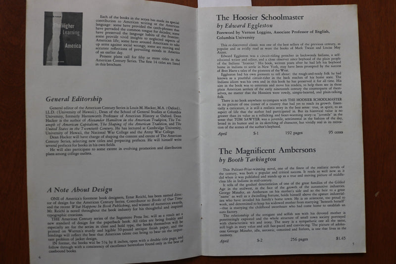 1957 SPRING SAGAMORE PRESS AMERICAN CENTURY SERIES - SOFTCOVER BOOK - K 3169