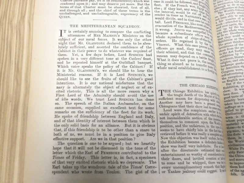 1893 SATURDAY REVIEW 2 BOUND VOLUMES - COMPLETE YR- PUBLISHED IN LONDON - R 1114