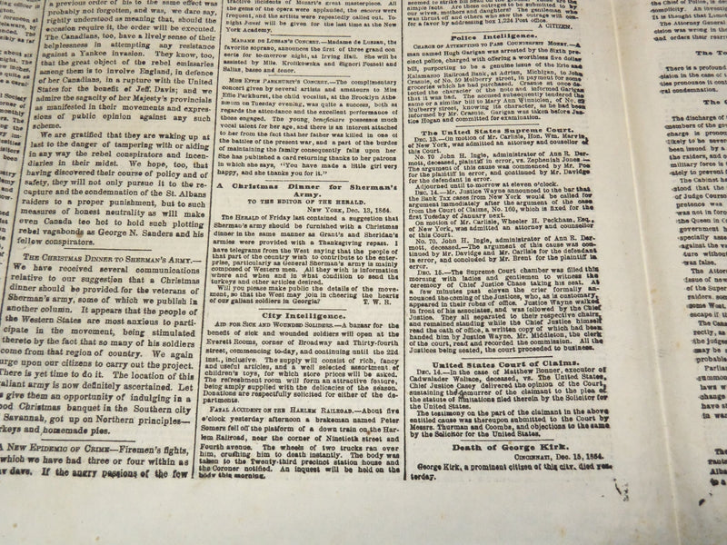 1864 DECEMBER 16 NEW YORK HERALD NEWSPAPER - SHERMAN - NASHVILLE - NP 4252R