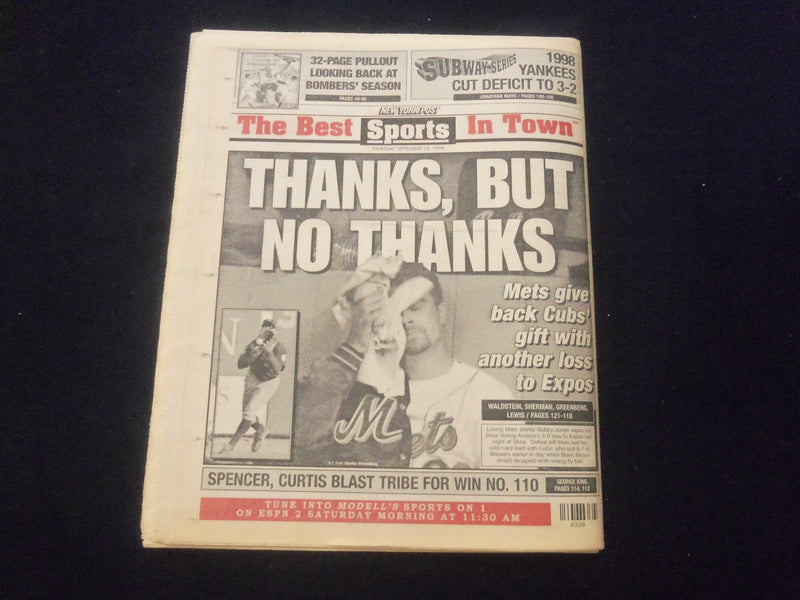 1998 SEP 24 NEW YORK POST NEWSPAPER - SAMMY SOSA HITS HR #S 64 & 65 - NP 6076