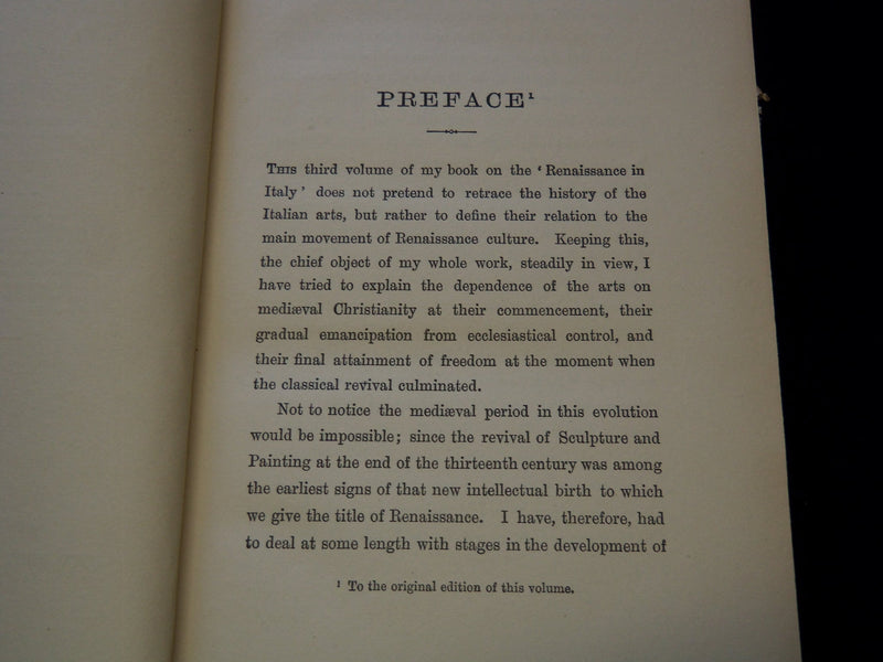 1900 RENAISSANCE IN ITALY BOOK BY JOHN ADDINGTON SYMONDS - KD 7660