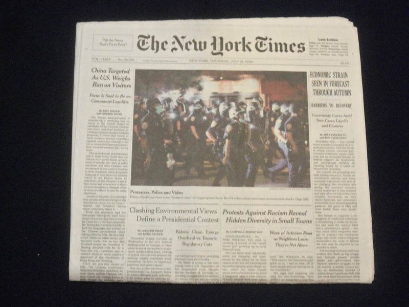 2020 JULY 16 NEW YORK TIMES - ECONOMIC STRAIN SEEN IN FORECAST THROUGH AUTUMN