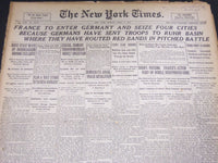 1920 APRIL 5 NEW YORK TIMES - FRANCE SEIZES 4 GERMAN CITIES - NT 5038