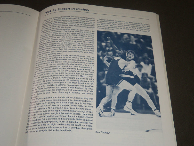 1985-1986 PENN STATE WRESTLING SOFTCOVER PROGRAM - J 2262