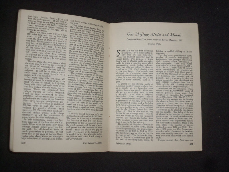 1929 FEBRUARY THE READER'S DIGEST SOFTCOVER BOOK-NUMBER 82-YELLOW COVERS- J 9926
