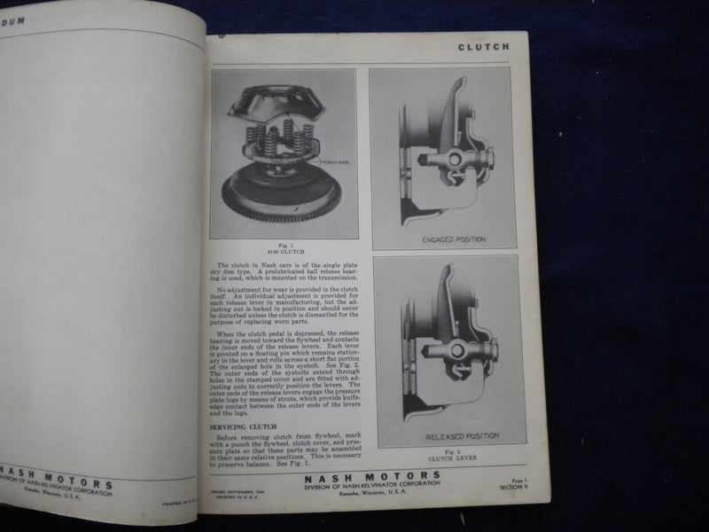 1941 NASH CHASSIS TECHNICAL SERVICE MANUAL - NASH MOTORS - SOFTCOVER - KD 8013