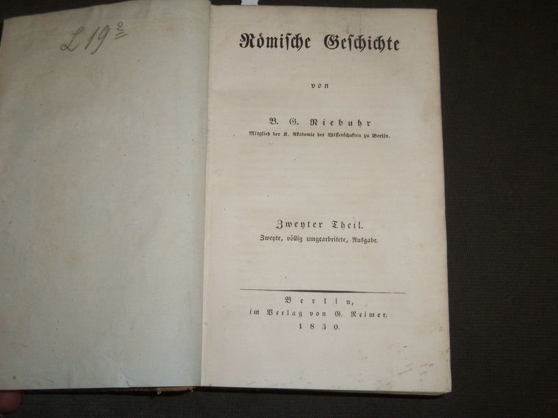 1830-1831 ROMISCHE GESCHICHTE BY B. G. NIEBUHR GERMAN VOLUME - KD 3677