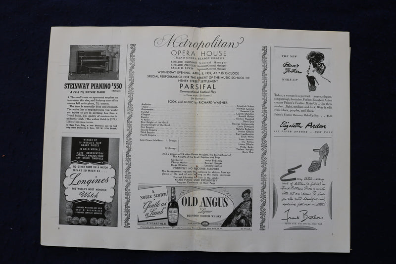 1939-1942 METROPOLITAN OPERA HOUSE PROGRAMS - LOT OF 5 - K 1700
