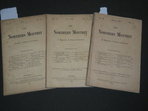 1867-1868 THE NORTHERN MONTHLY MAGAZINE OF GENERAL LITERATURE LOT OF 3 - WR 870
