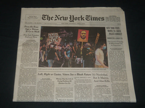 2020 JUNE 13 NEW YORK TIMES - LEFT, RIGHT OR CENTER, VOTERS SEE A BLEAK FUTURE