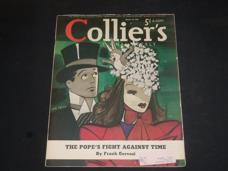 1940 MARCH 30 COLLIER'S MAGAZINE - THE POPE'S FIGHT AGAINST TIME - SP 8273