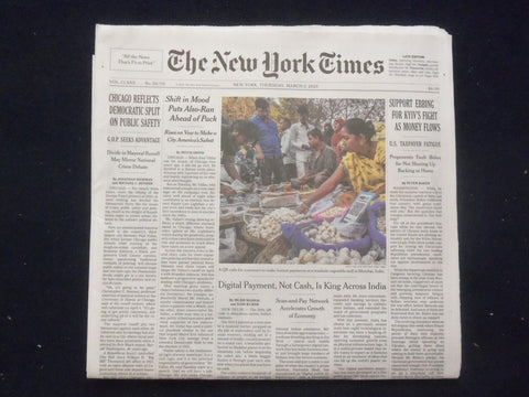 2023 MARCH 2 NEW YORK TIMES - SUPPORT EBBING FOR KYIV'S FIGHT AS MONEY FLOWS