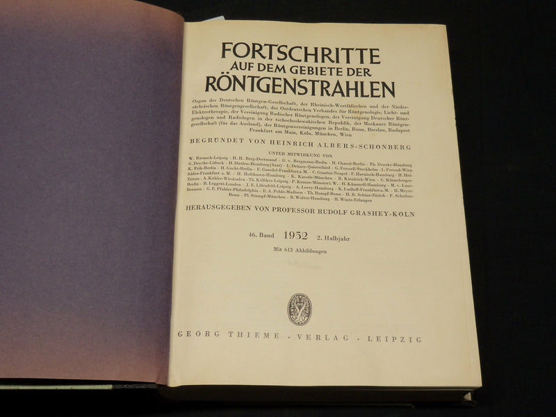1932 FORTSCHRITTE AUF DEM GEBIETE DER RONTGENSTRAHLEN GERMAN VOLUME - KD 1945E