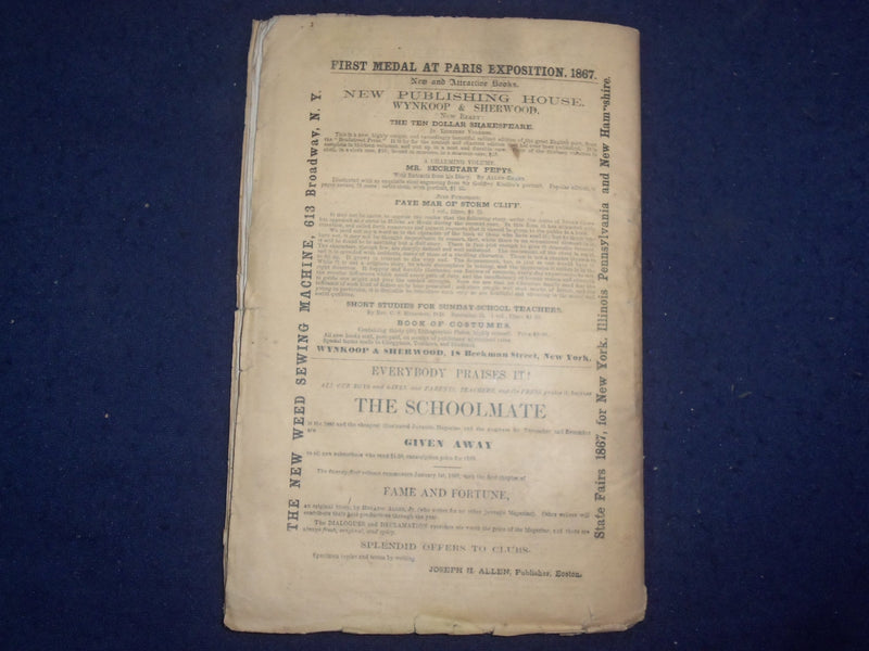 1868 JAN-SEP-NOV HOURS AT HOME MONTHLY MAGAZINE - LOT OF 3 - J 9796
