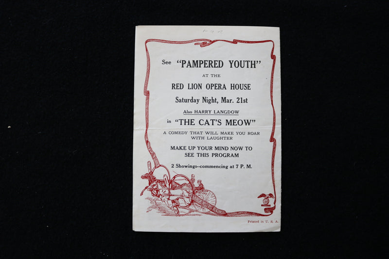1925 PAMPERED YOUTH PROGRAM - RED LION OPERA HOUSE - K 1890