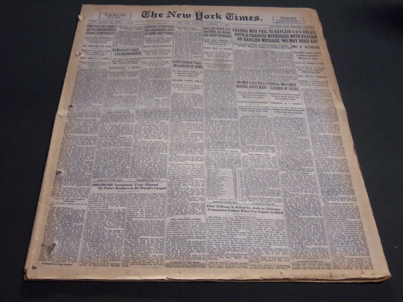 1928 NOVEMBER 17 NEW YORK TIMES - VESTRIS MEN FAIL TO EXPLAIN SOS DELAY- NT 6932