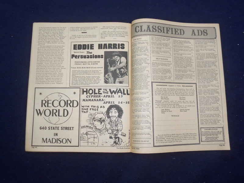 1976 APRIL 23 BUGLE AMERICAN MAGAZINE-MADISON POSTER ART: STREET NOTALGIA-J 9440