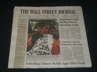 2020 JUNE 30 THE WALL STREET JOURNAL - SUPREME COURT STRIKES DOWN ABORTION CURB
